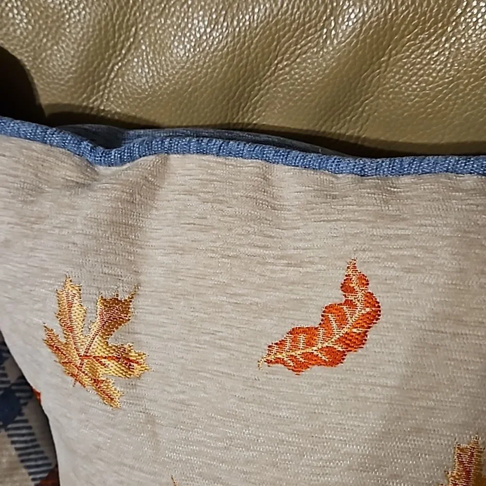 Fall Leaves & Dogs in Sweaters Decor Pillow NWT